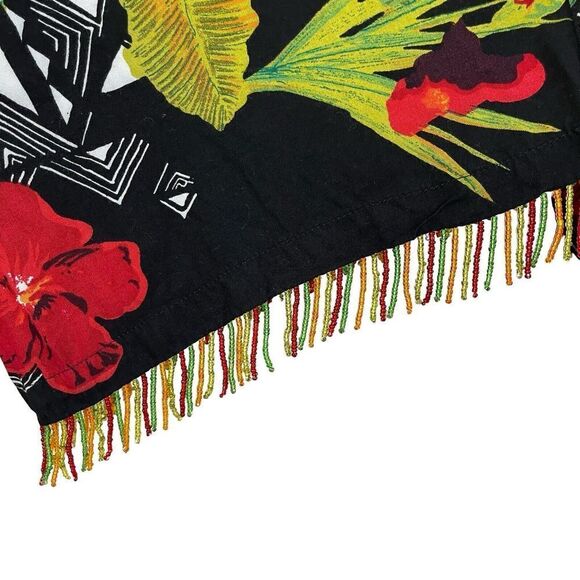 Vintage Paradiso Large Top Shell Button Hawaiian Aloha Crop Beaded Womens - Picture 15 of 15